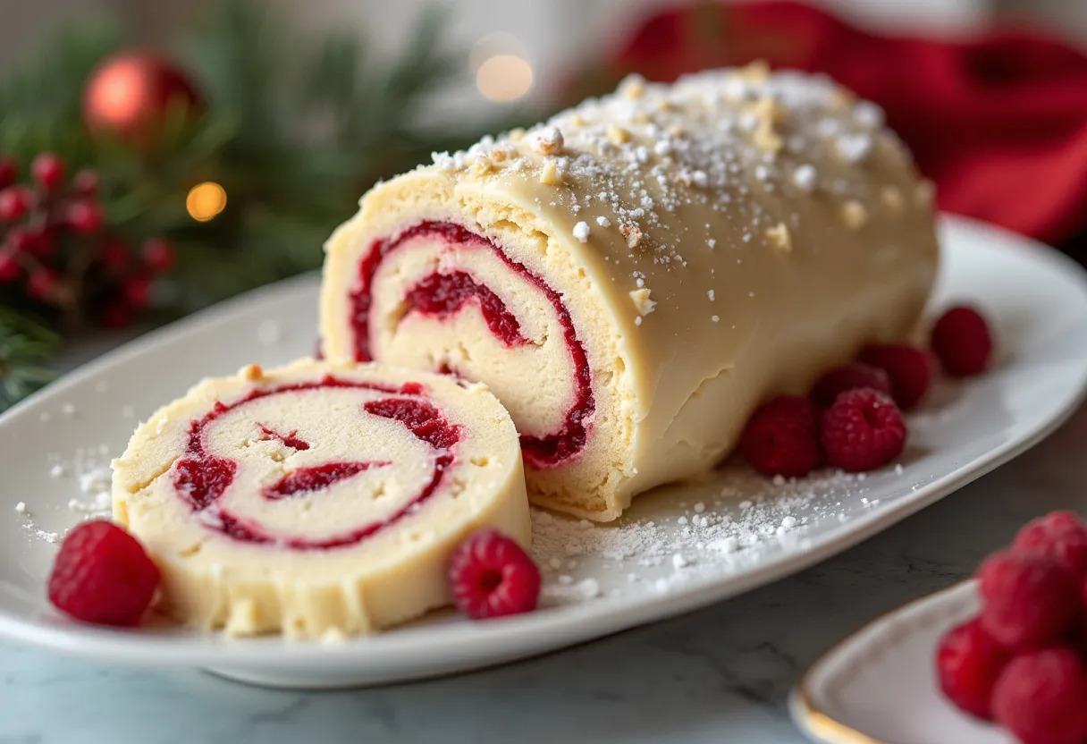 bûche chocolat blanc framboise